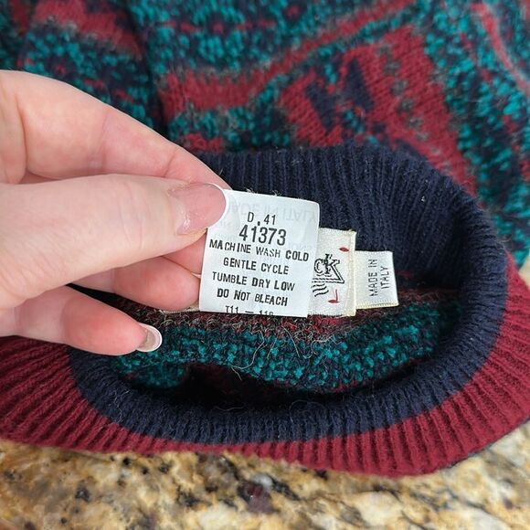 Sears Roebuck & Co 80s Vintage Wool Blend Geo Pattern Sweater Size M - Picture 6 of 8